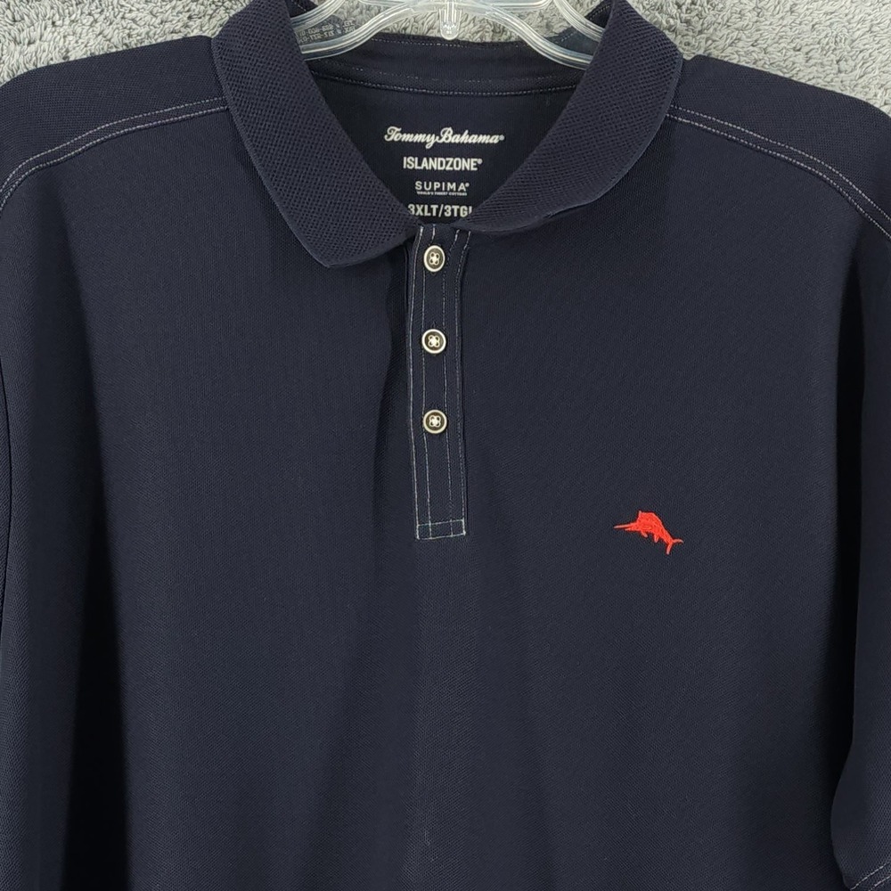 Tommy Bahama Polo Shirt Mens 3XLT Navy Emfielder IslandZone Red Marlin Logo